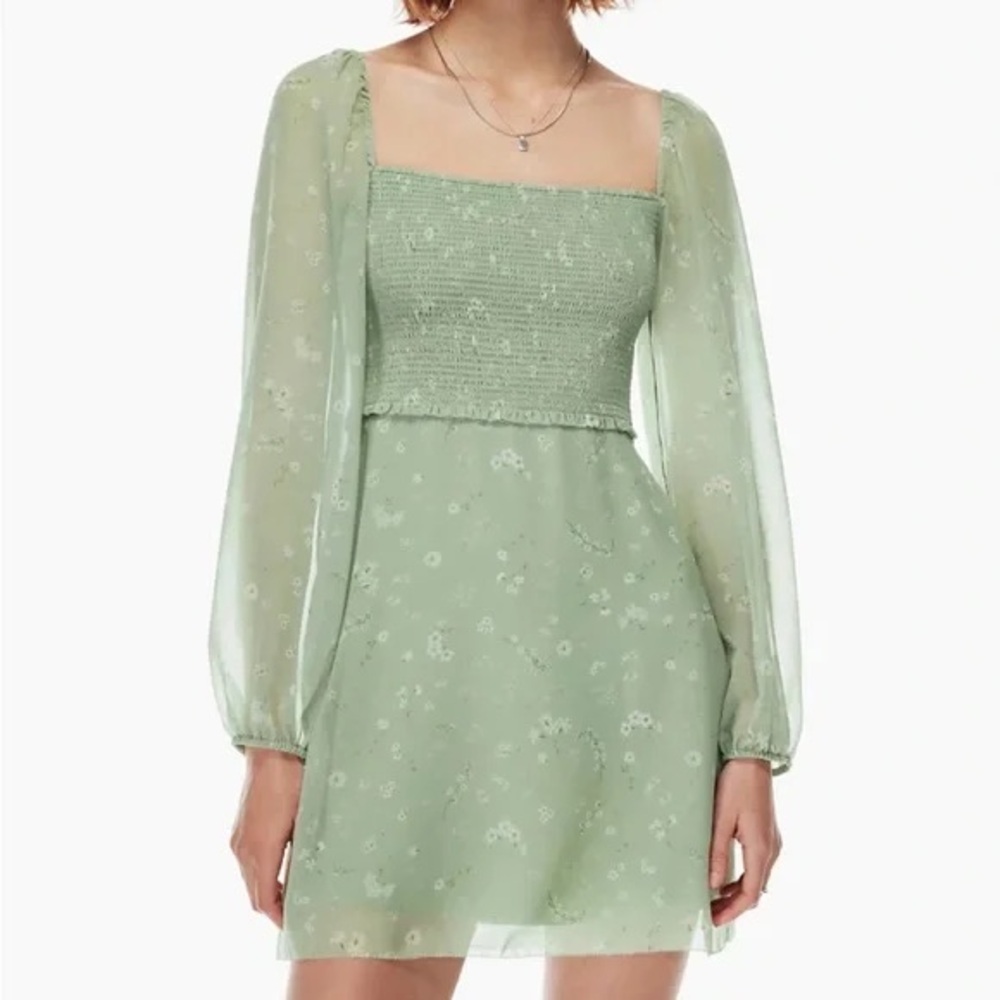 Aritzia Green Floral Tempest Dress